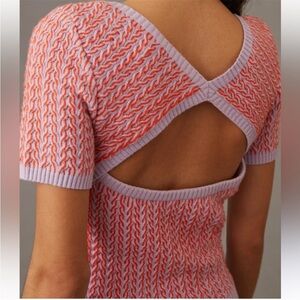 Anthropologie Maeve Red and Lavender Knit Sweater